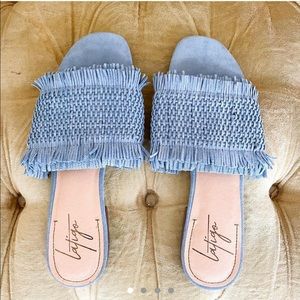 Designer suede fringe slip-on flats!